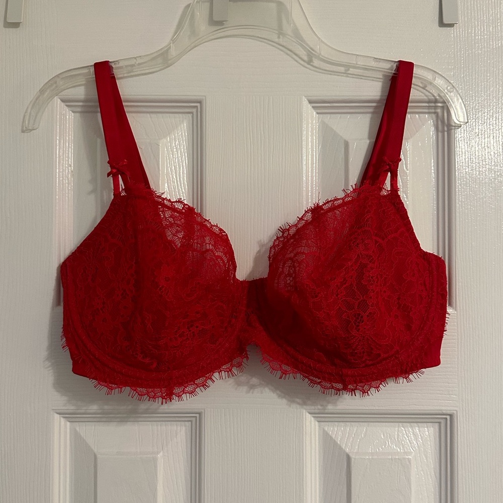 Victoria’s Secret Unlined Lace Balconette Bra 38DD in Lipstick